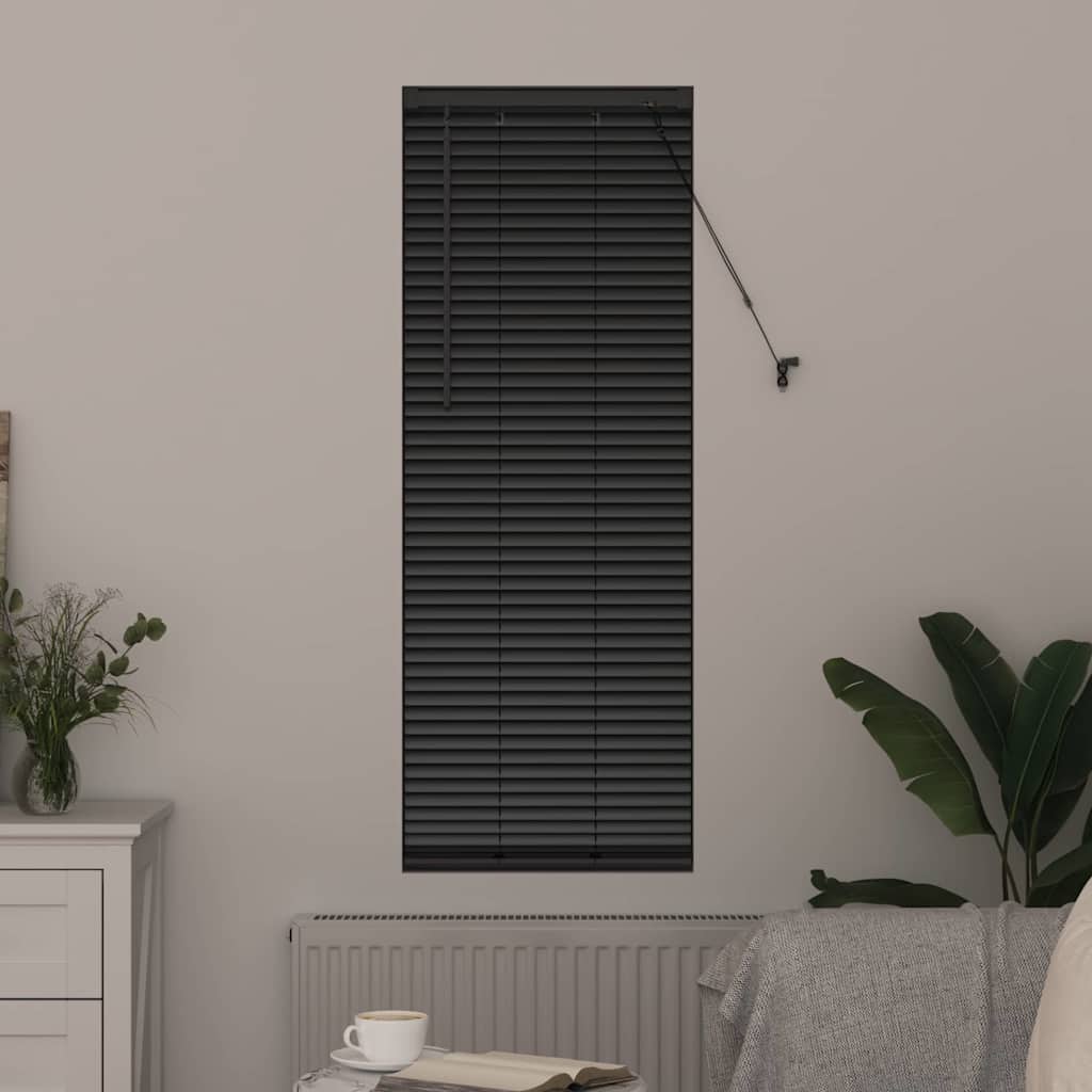 Window Blind with Curtains Manual Black Aluminium